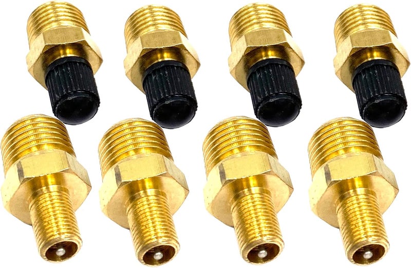 Bstenky 8Pcs Brass 1/4" NPT Schrader Valve with Standard Core and Sealing Caps - Image 3